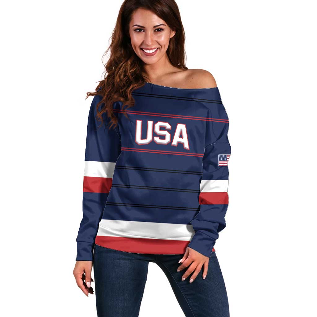 Custom USA Hockey Team Off Shoulder Sweater Go Champions