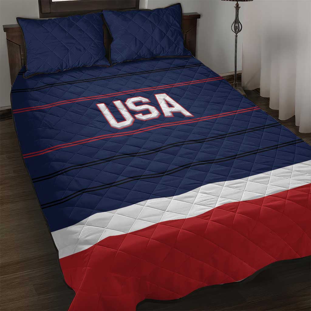 USA Hockey Team Quilt Bed Set Go Champions