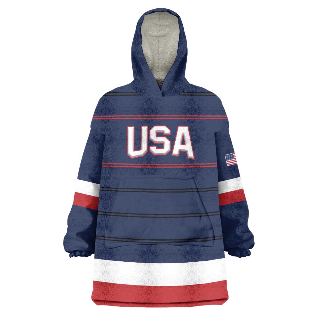 Custom USA Hockey Team Wearable Blanket Hoodie Go Champions