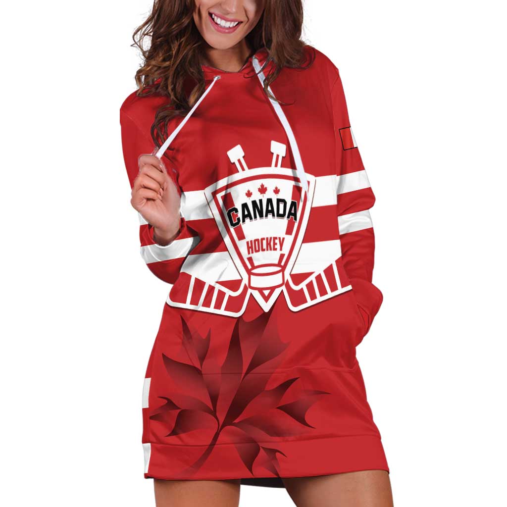 Custom Canada Hockey Team Hoodie Dress Maple Leaf Red Version