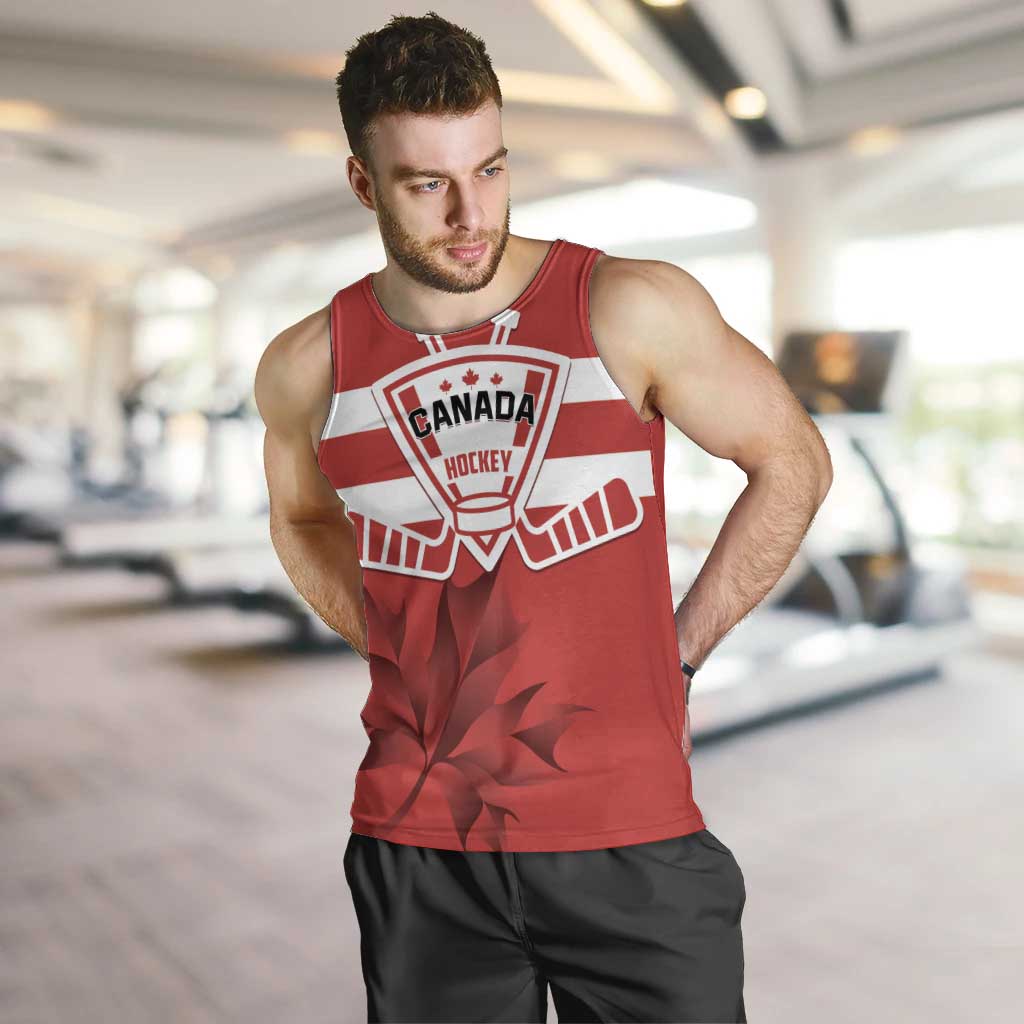 Custom Canada Hockey Team Men Tank Top Maple Leaf Red Version