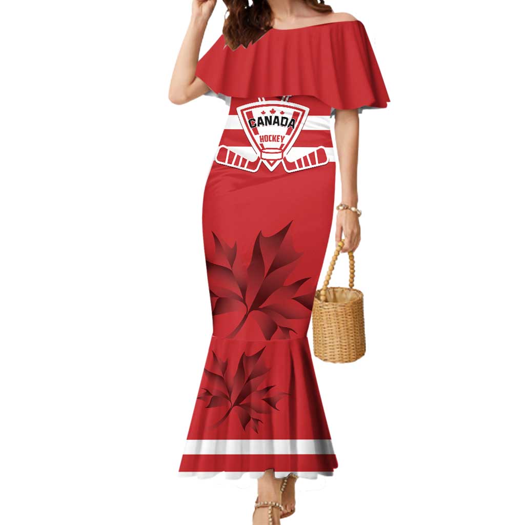 Custom Canada Hockey Team Mermaid Dress Maple Leaf Red Version