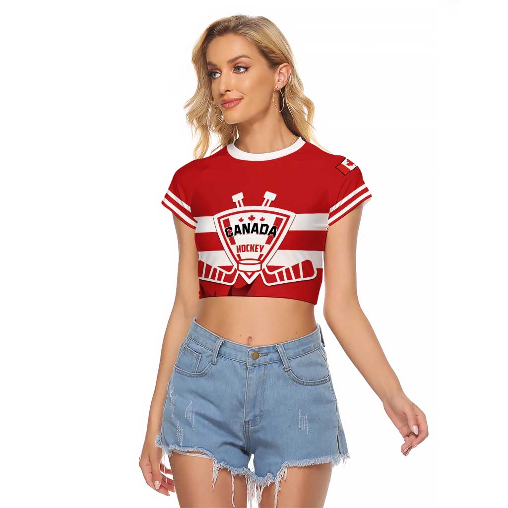 Custom Canada Hockey Team Raglan Cropped T Shirt Maple Leaf Red Version