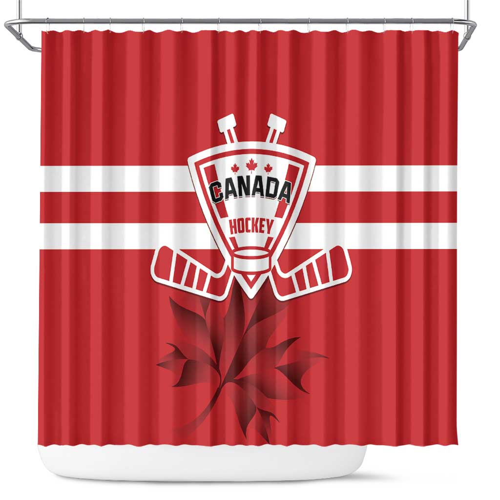 Canada Hockey Team Shower Curtain Maple Leaf Red Version