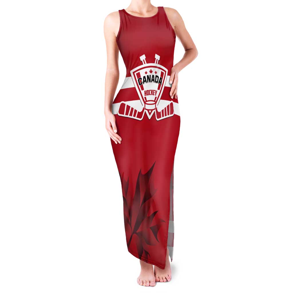 Custom Canada Hockey Team Tank Maxi Dress Maple Leaf Red Version