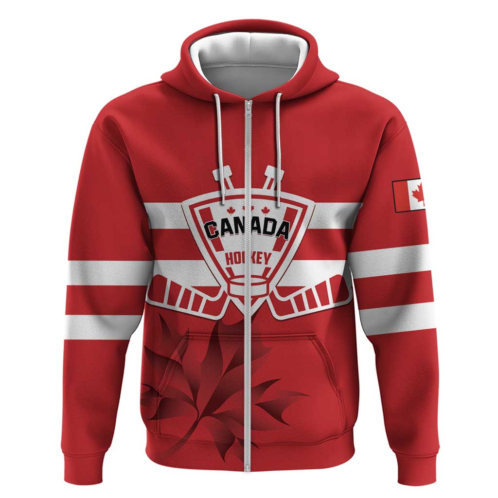 Custom Canada Hockey Team Zip Hoodie Maple Leaf Red Version