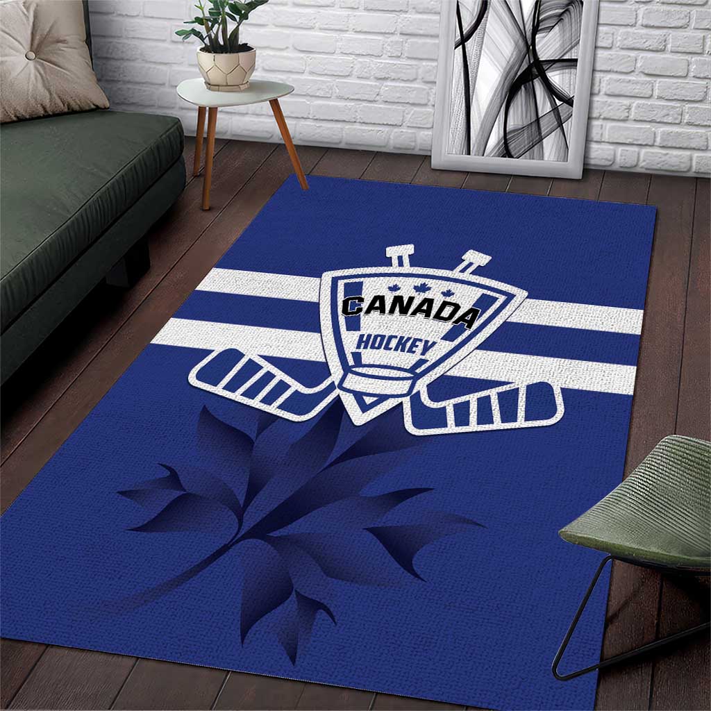 Canada Hockey Team Area Rug Maple Leaf Blue Version