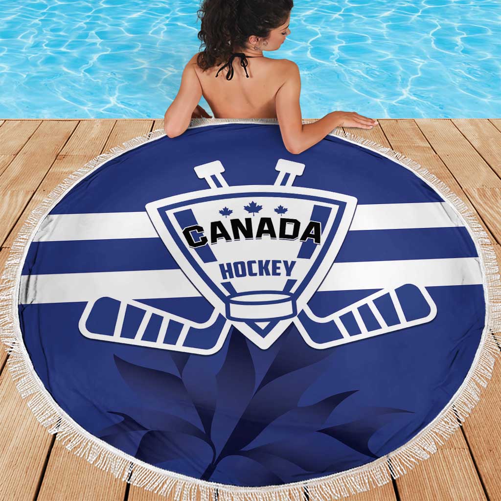 Canada Hockey Team Beach Blanket Maple Leaf Blue Version