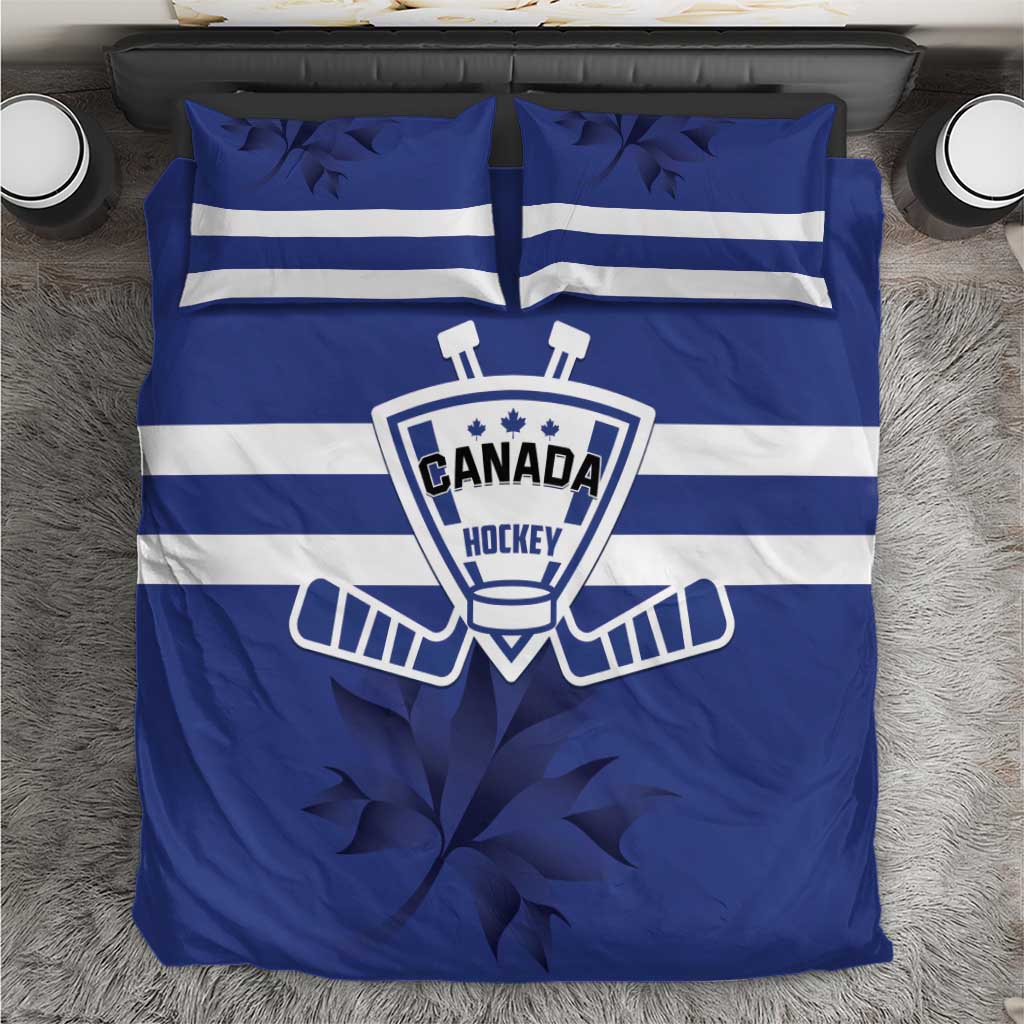 Canada Hockey Team Bedding Set Maple Leaf Blue Version