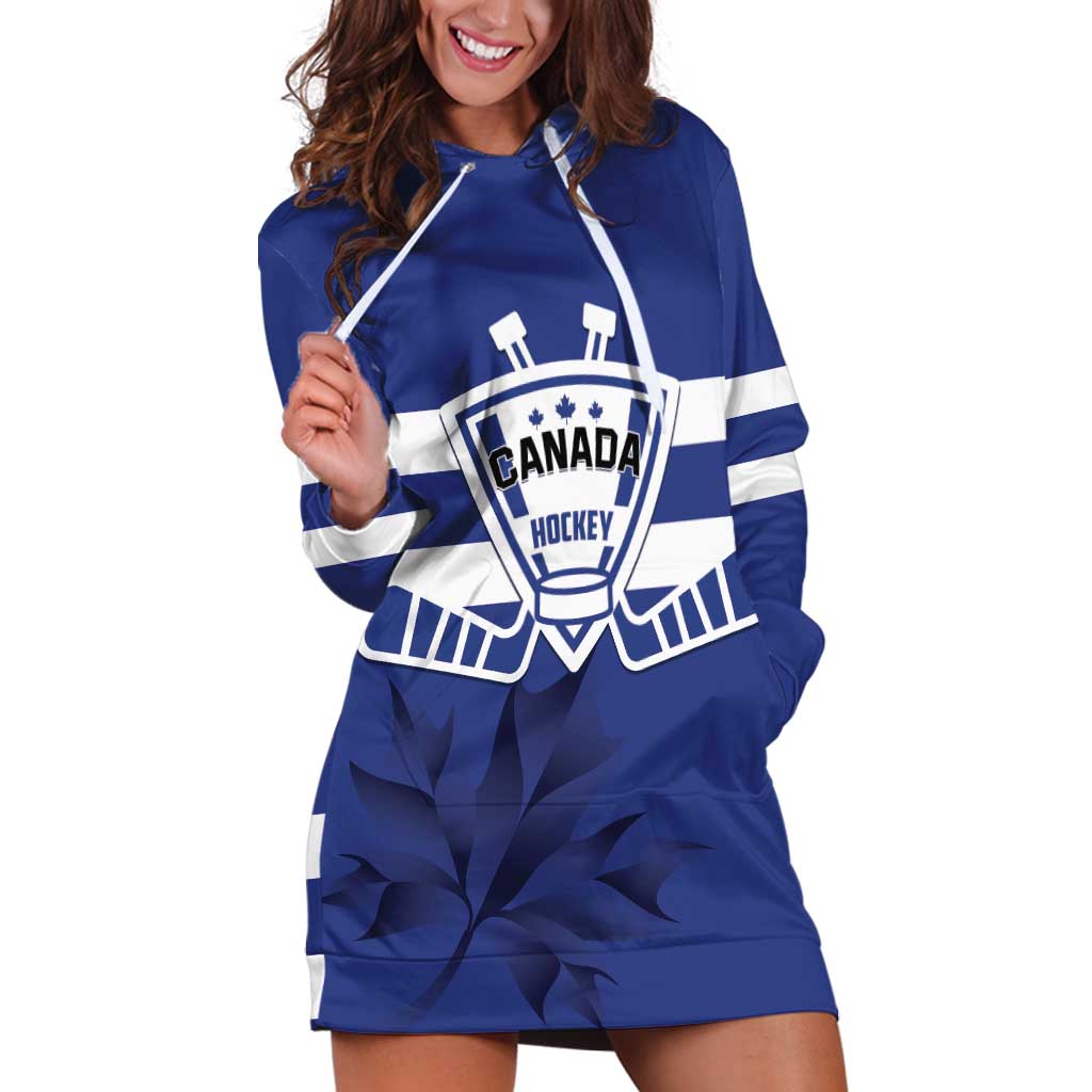 Custom Canada Hockey Team Hoodie Dress Maple Leaf Blue Version