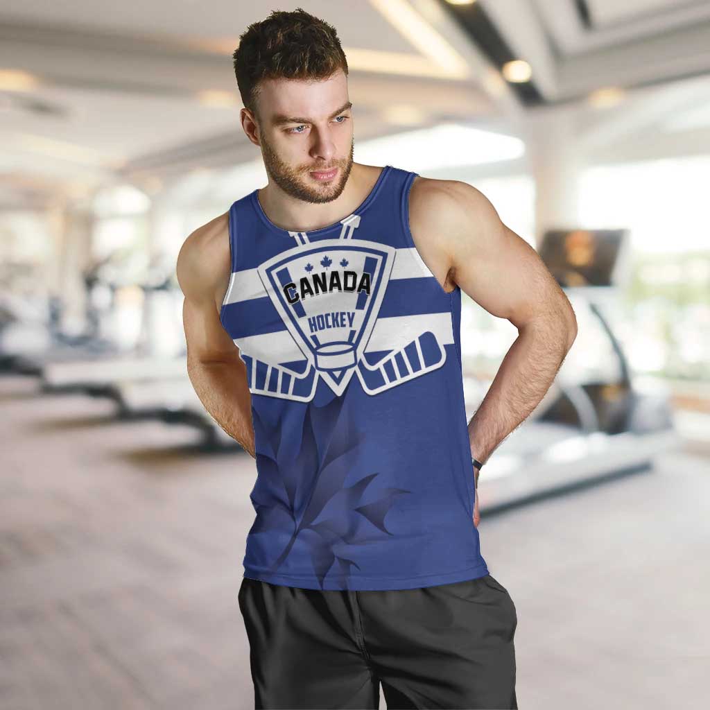 Custom Canada Hockey Team Men Tank Top Maple Leaf Blue Version