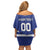 Custom Canada Hockey Team Off Shoulder Short Dress Maple Leaf Blue Version