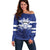 Custom Canada Hockey Team Off Shoulder Sweater Maple Leaf Blue Version