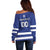 Custom Canada Hockey Team Off Shoulder Sweater Maple Leaf Blue Version