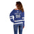 Custom Canada Hockey Team Off Shoulder Sweater Maple Leaf Blue Version