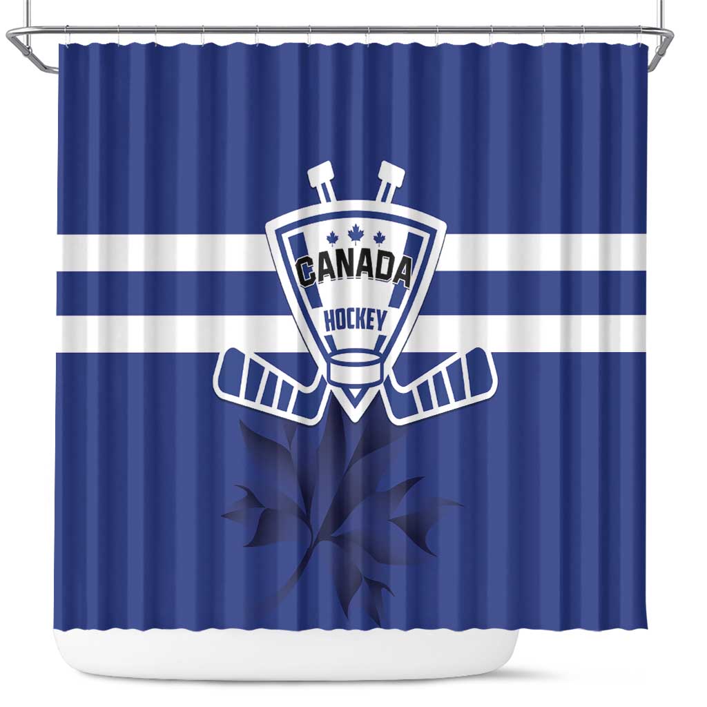 Canada Hockey Team Shower Curtain Maple Leaf Blue Version