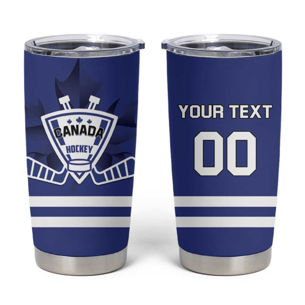 Custom Canada Hockey Team Tumbler Cup Maple Leaf Blue Version