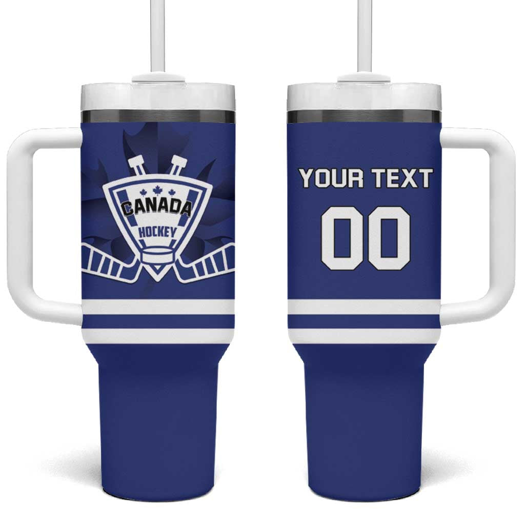 Custom Canada Hockey Team Tumbler With Handle Maple Leaf Blue Version