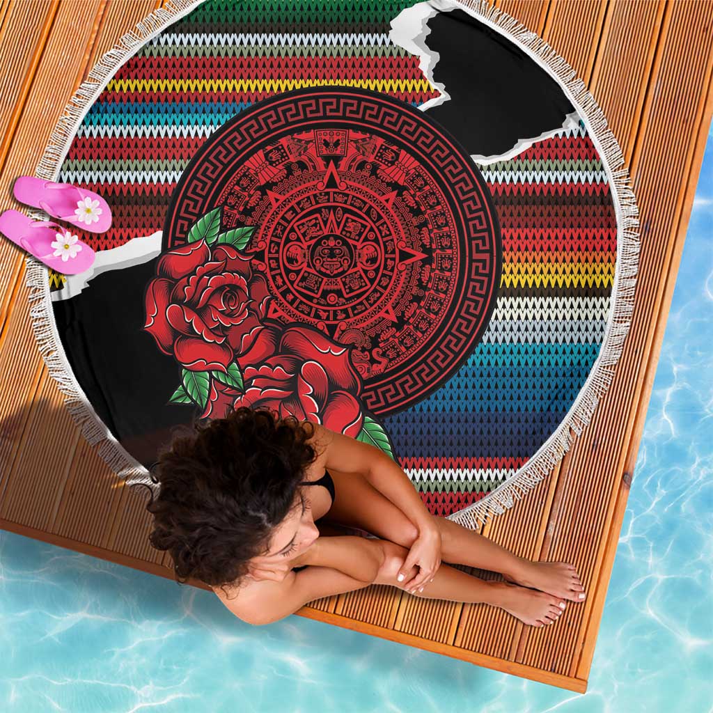 Mexico Aztec Circle Beach Blanket Poncho Pattern