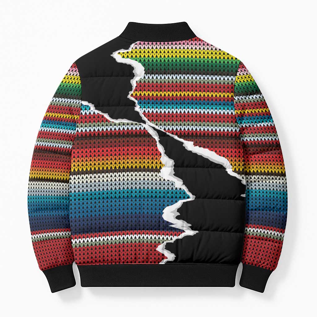 Mexico Aztec Circle Bomber Puffer Jacket Poncho Pattern