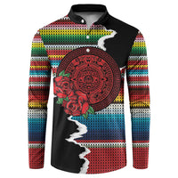 Mexico Aztec Circle Button Sweatshirt Poncho Pattern