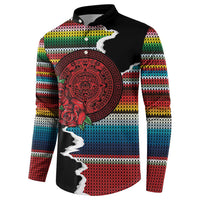 Mexico Aztec Circle Button Sweatshirt Poncho Pattern