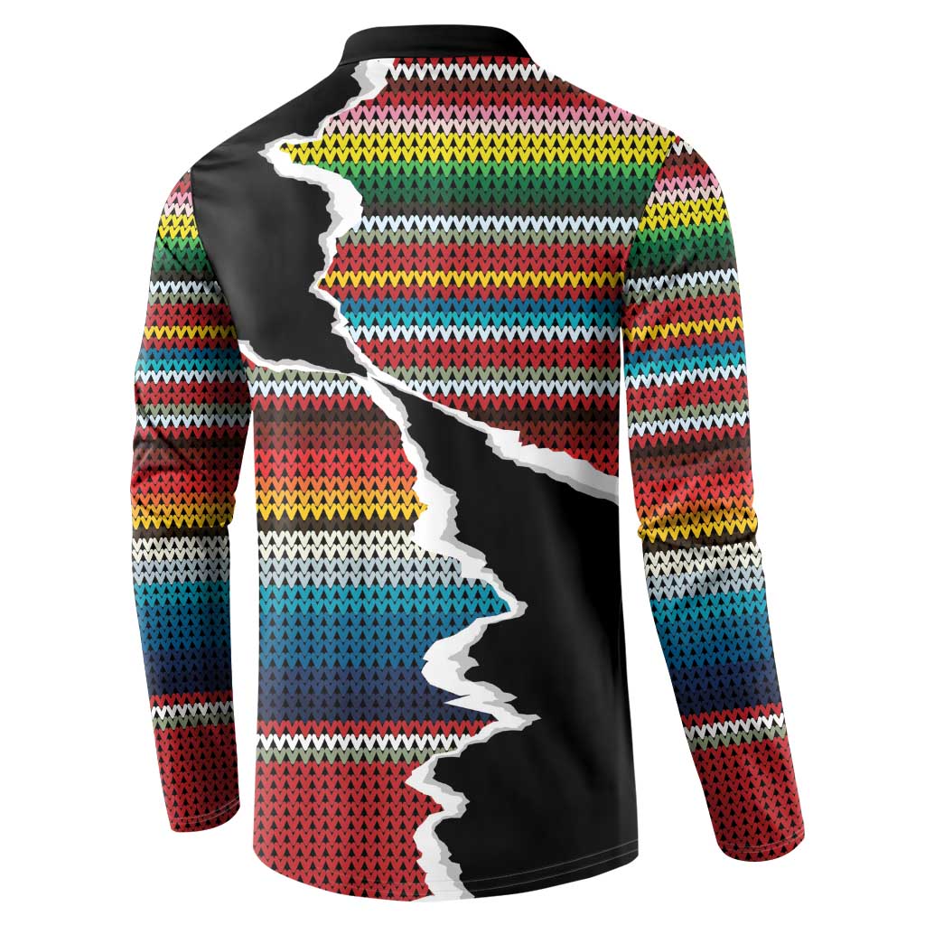 Mexico Aztec Circle Button Sweatshirt Poncho Pattern