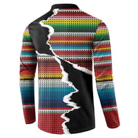 Mexico Aztec Circle Button Sweatshirt Poncho Pattern