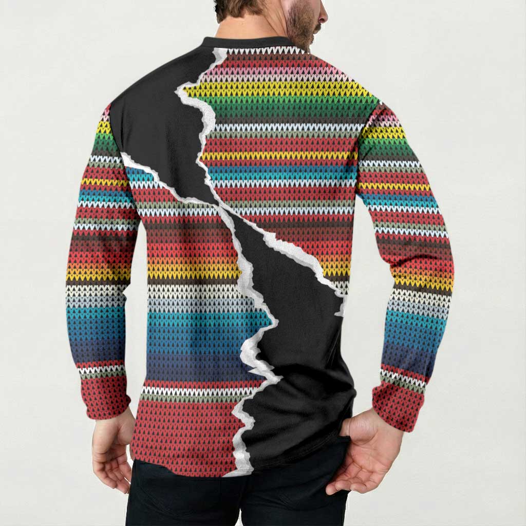 Mexico Aztec Circle Button Sweatshirt Poncho Pattern