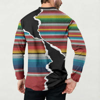 Mexico Aztec Circle Button Sweatshirt Poncho Pattern