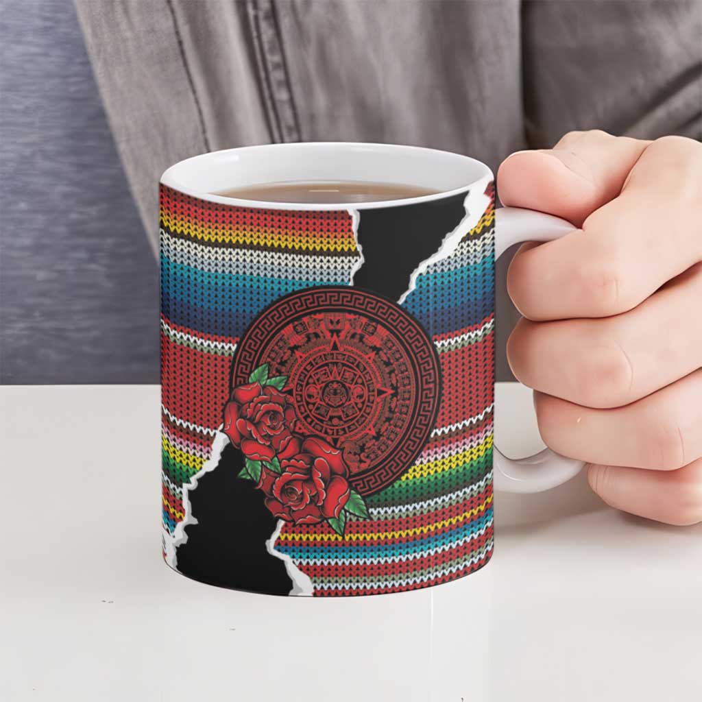 Mexico Aztec Circle Ceramic Mug Poncho Pattern