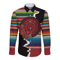 Mexico Aztec Circle Long Sleeve Button Shirt Poncho Pattern