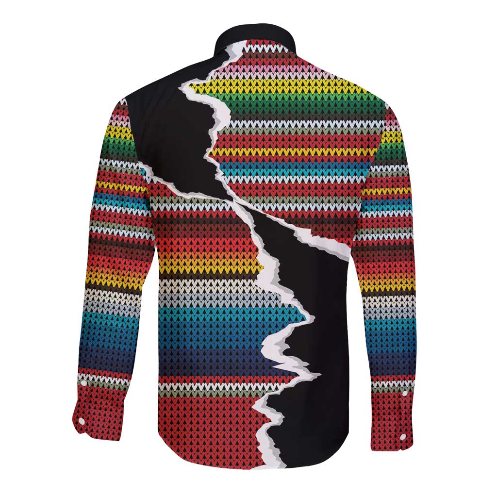 Mexico Aztec Circle Long Sleeve Button Shirt Poncho Pattern