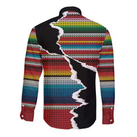 Mexico Aztec Circle Long Sleeve Button Shirt Poncho Pattern