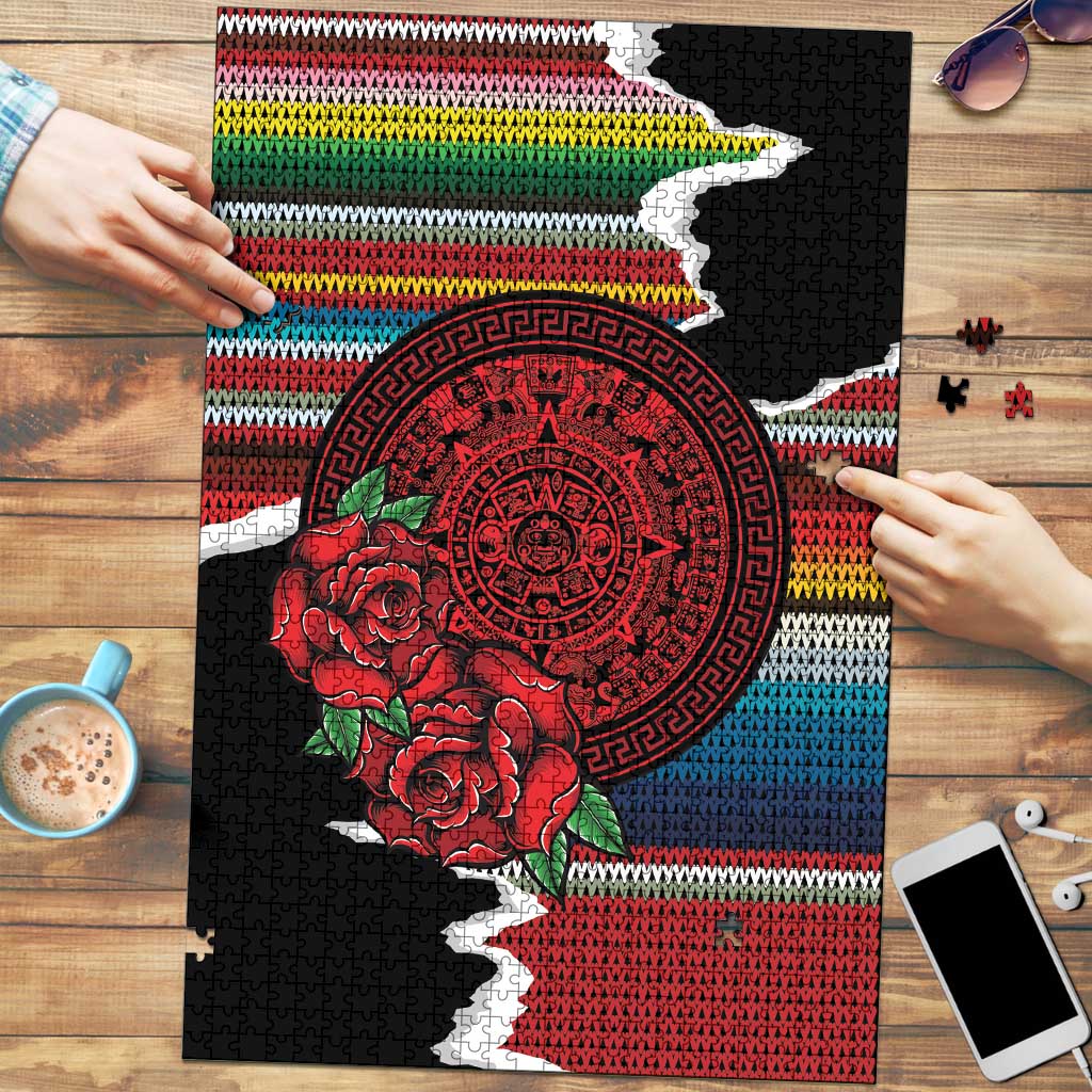 Mexico Aztec Circle Puzzle Poncho Pattern