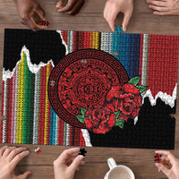 Mexico Aztec Circle Puzzle Poncho Pattern
