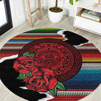 Mexico Aztec Circle Round Carpet Poncho Pattern