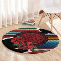Mexico Aztec Circle Round Carpet Poncho Pattern