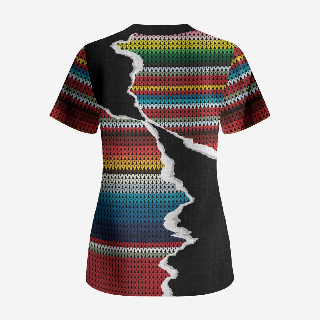 Mexico Aztec Circle Scrub Top Poncho Pattern