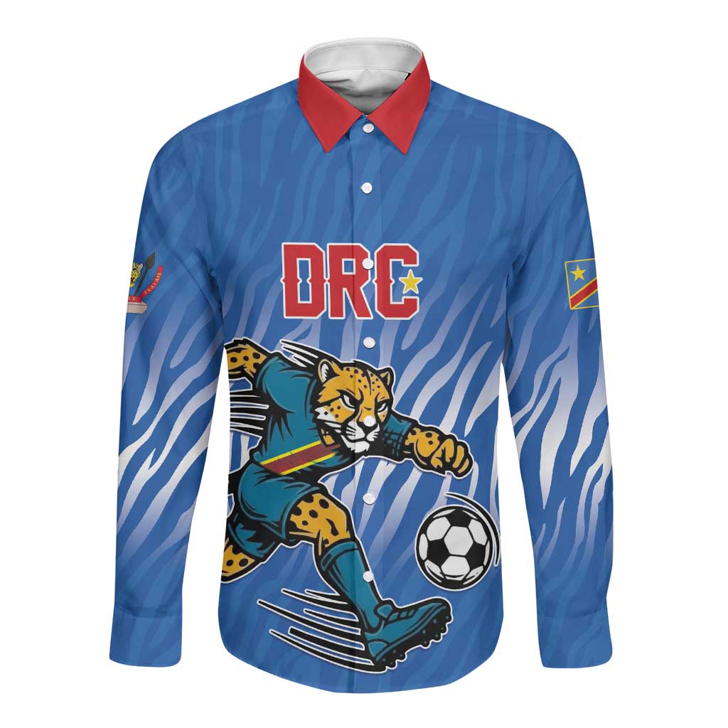 Custom Football 2026 DR Congo Leopards Long Sleeve Button Shirt Warriors of the Equator