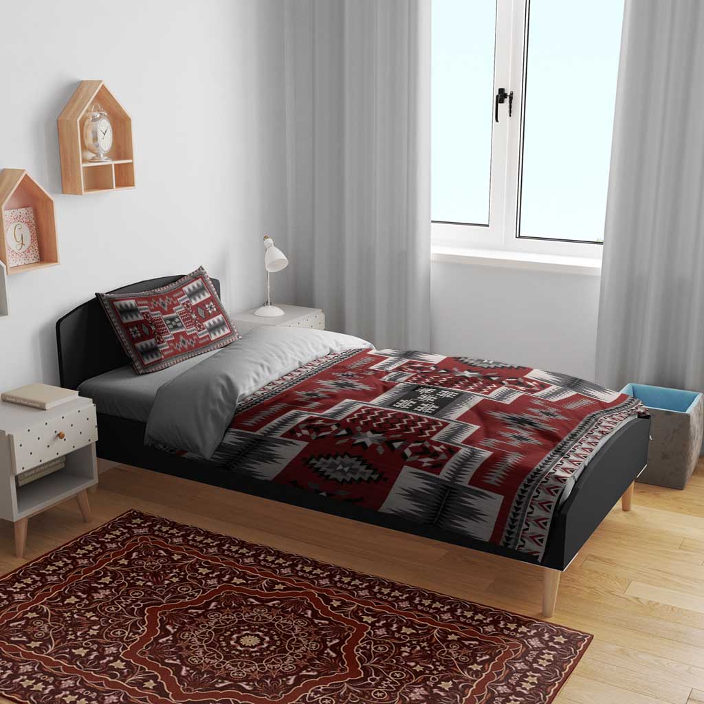 Navajo Tribal Pattern Vintage Red Bedding Set