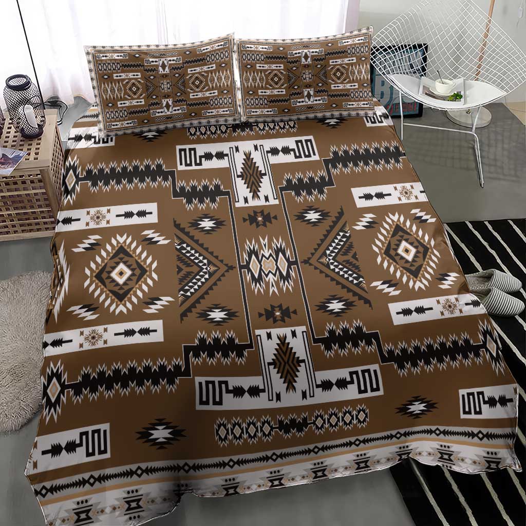 Navajo Tribal Pattern Vintage Brown Bedding Set