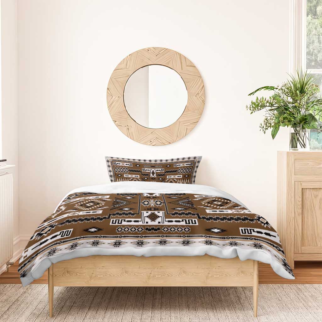 Navajo Tribal Pattern Vintage Brown Bedding Set