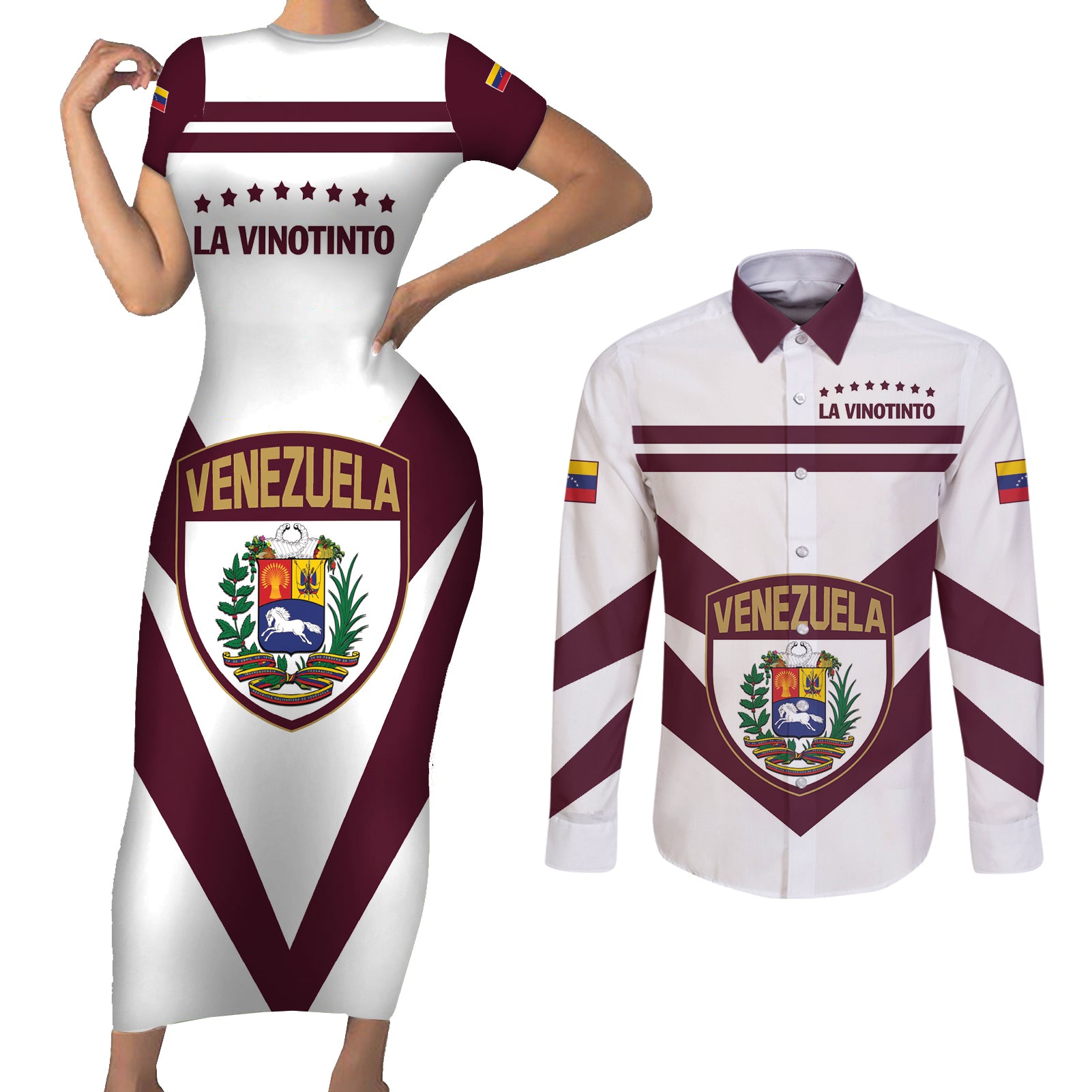 Personalized Venezuela 2024 Football Couples Matching Short Sleeve Bodycon Dress and Long Sleeve Button Shirt Mano tengo fe La Vinotinto - Wonder Print Shop