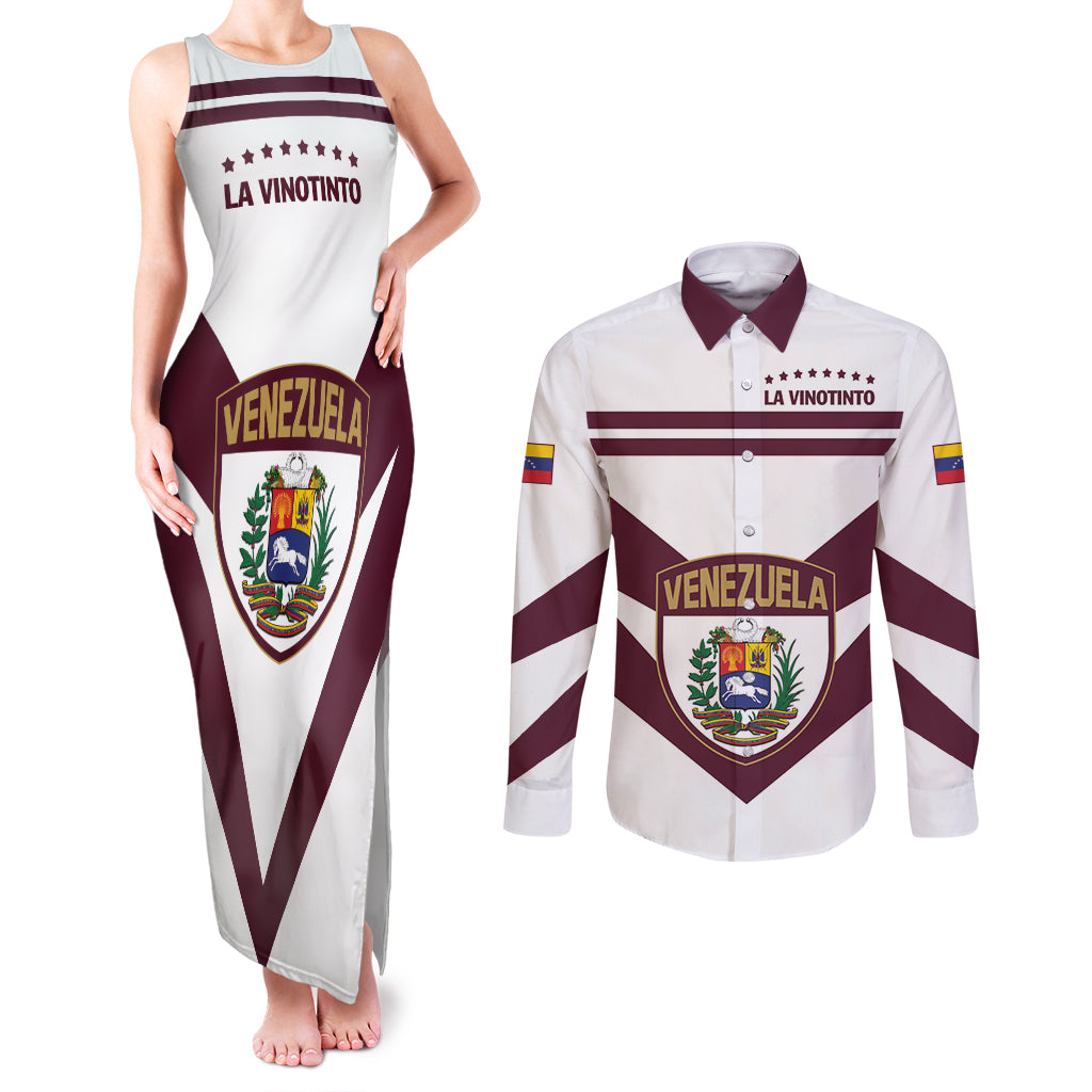 Personalized Venezuela 2024 Football Couples Matching Tank Maxi Dress and Long Sleeve Button Shirt Mano tengo fe La Vinotinto - Wonder Print Shop