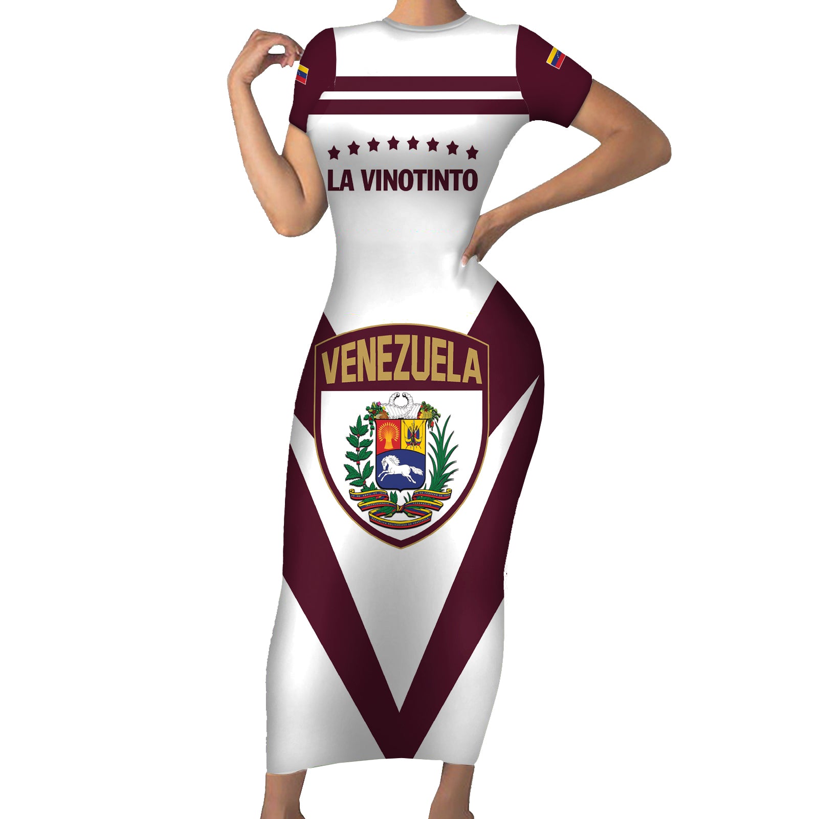 Personalized Venezuela 2024 Football Short Sleeve Bodycon Dress Mano tengo fe La Vinotinto - Wonder Print Shop