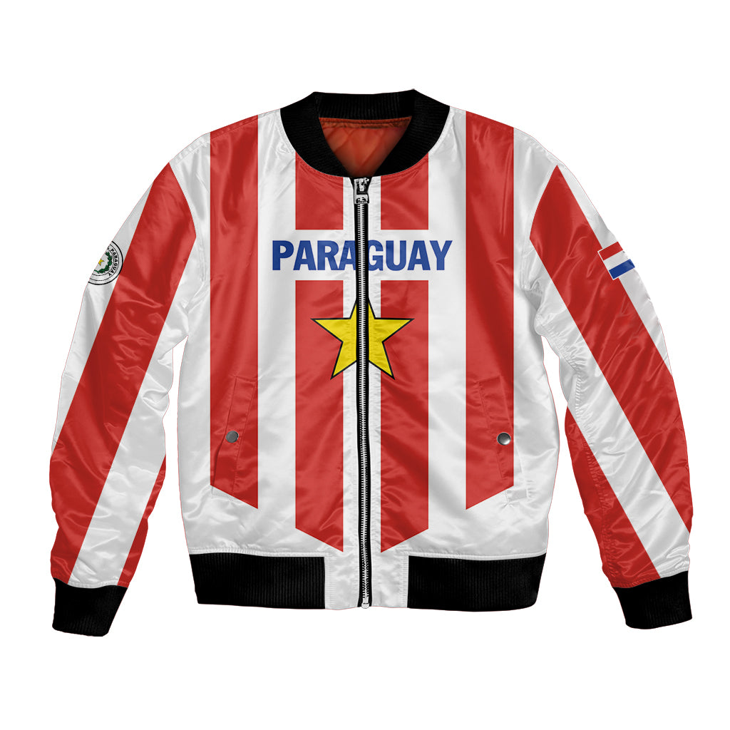 Personalized Paraguay 2024 Football Bomber Jacket Come On La Albirroja - Wonder Print Shop