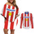 Personalized Paraguay 2024 Football Couples Matching Off Shoulder Short Dress and Long Sleeve Button Shirt Come On La Albirroja - Wonder Print Shop