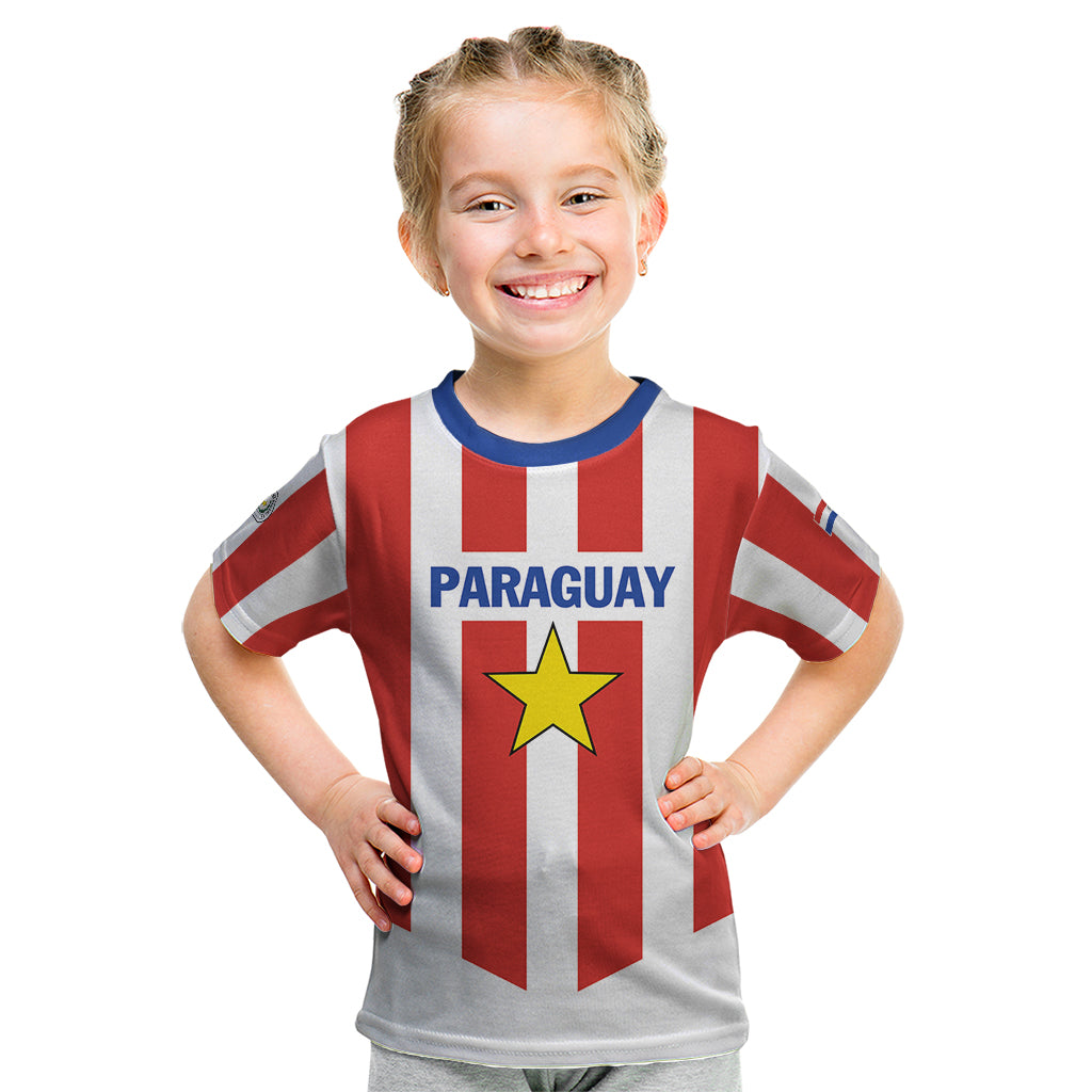 Personalized Paraguay 2024 Football Kid T Shirt Come On La Albirroja - Wonder Print Shop