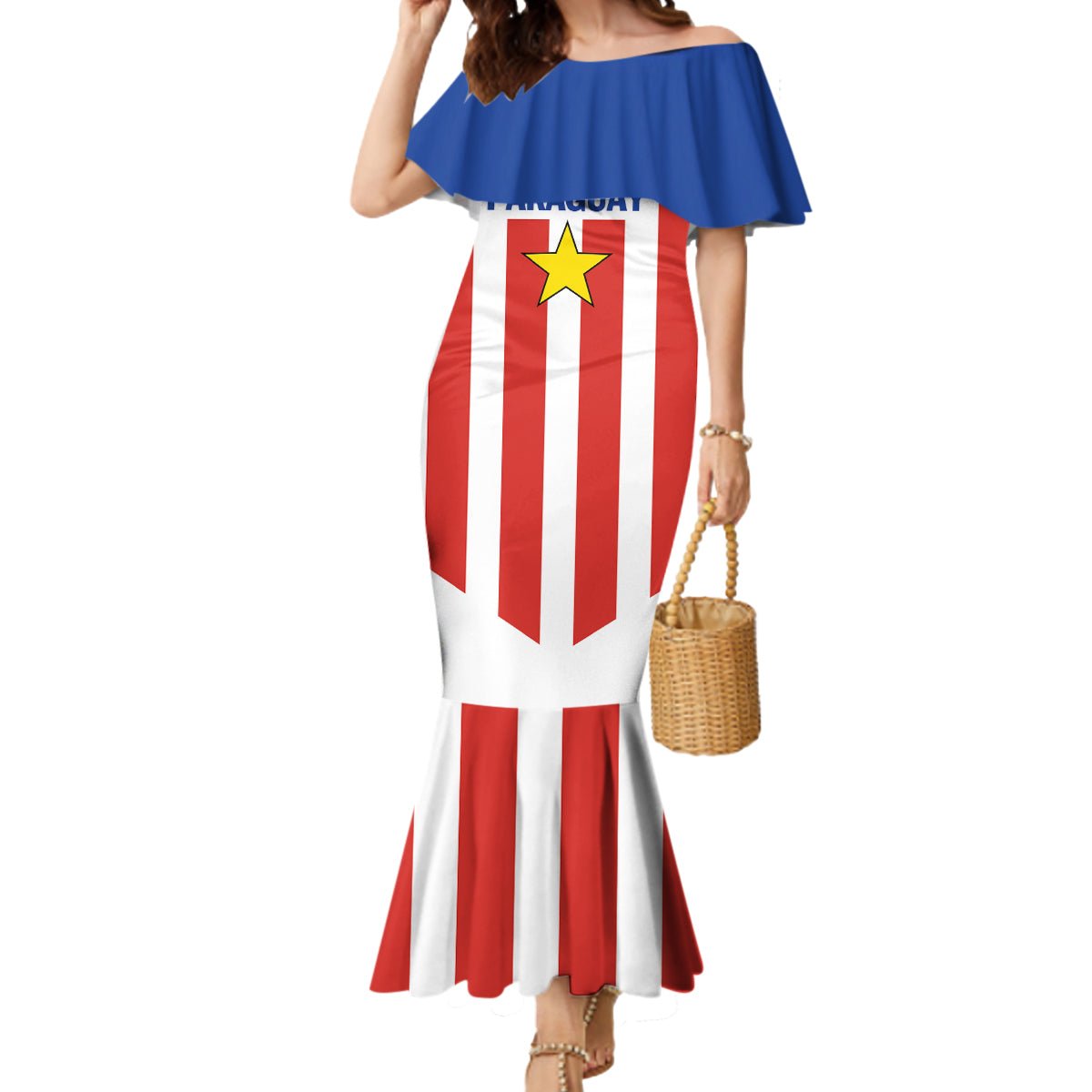 Personalized Paraguay 2024 Football Mermaid Dress Come On La Albirroja - Wonder Print Shop